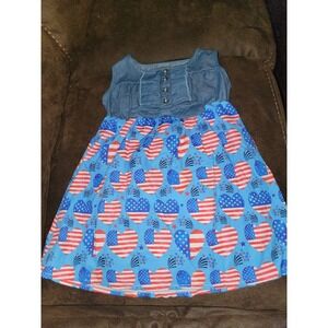 Boutique 4th of july heart flag dress size 120 fits like 6 7